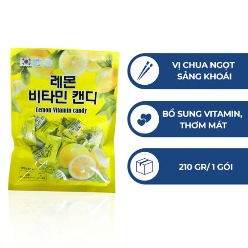 Kẹo vitamin chanh Hàn Quốc gói 210g vị chua ngọt sảng khoái