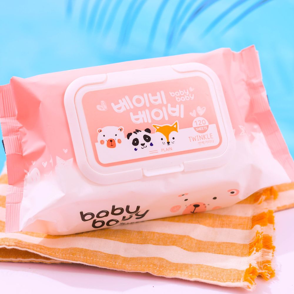 khan-giay-uot-baby-baby-hong-daily-3 Khăn giấy ướt Baby Baby hồng Daily Hàn Quốc gói 120 tờ