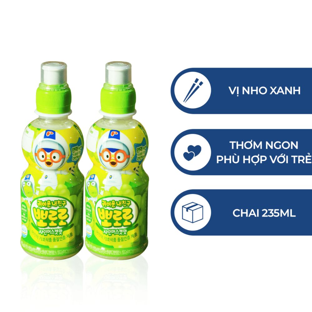 Nước uống Pororo hương vị nho xanh chai 235ml